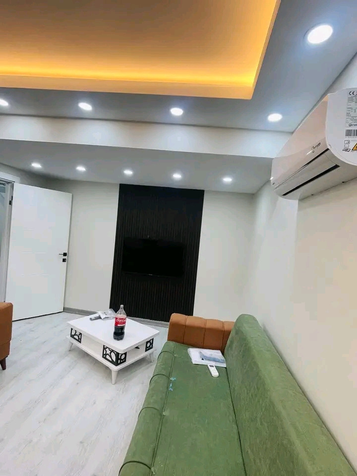 The apartment is furnished and has been renovated inside.