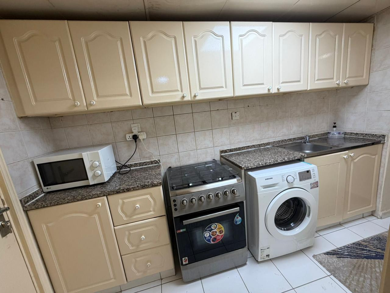 Studio with separate kitchen and clean furnishings