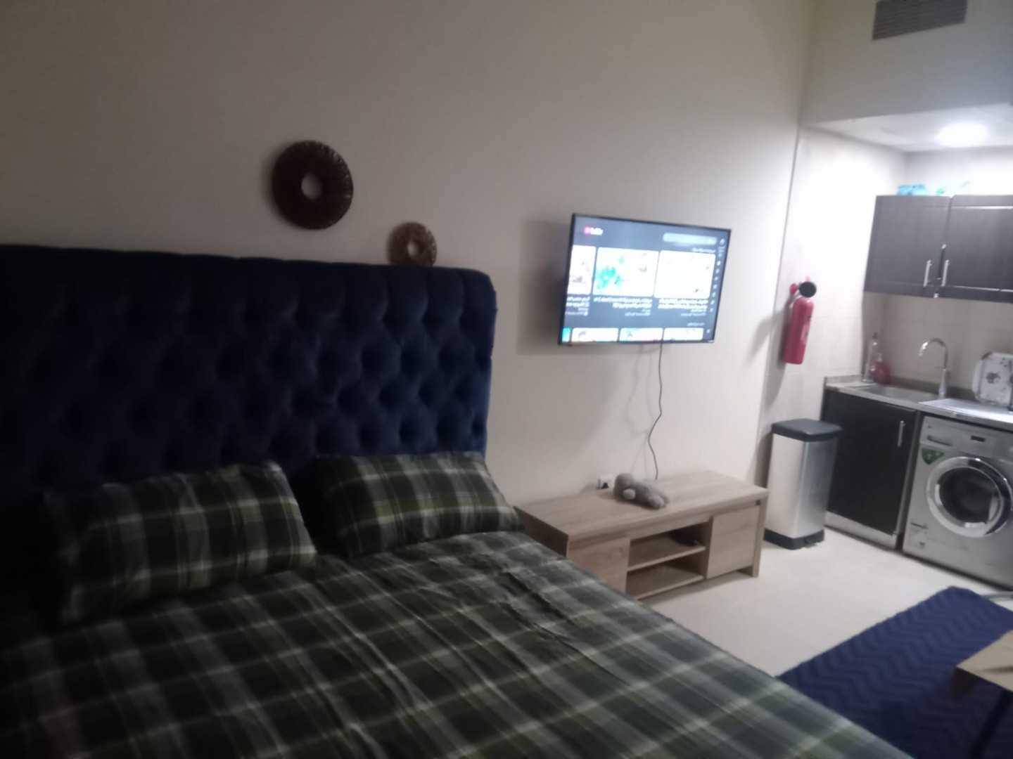 Furnished studio apartment with clean furniture for monthly rent