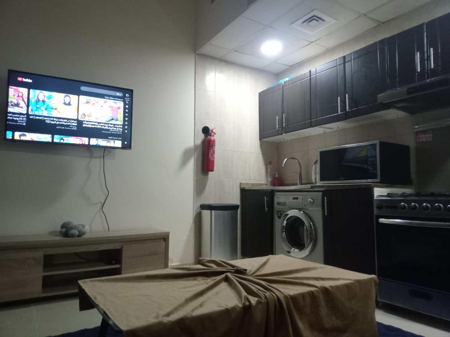 Furnished studio apartment with clean furniture for monthly rent