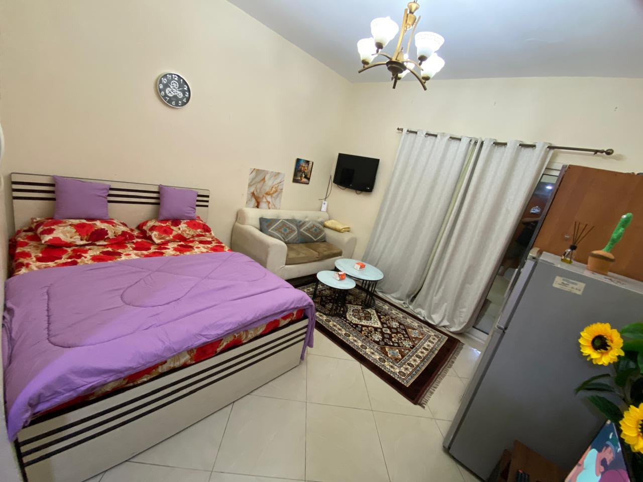 Furnished studio apartment, clean, separate kitchen with balcony