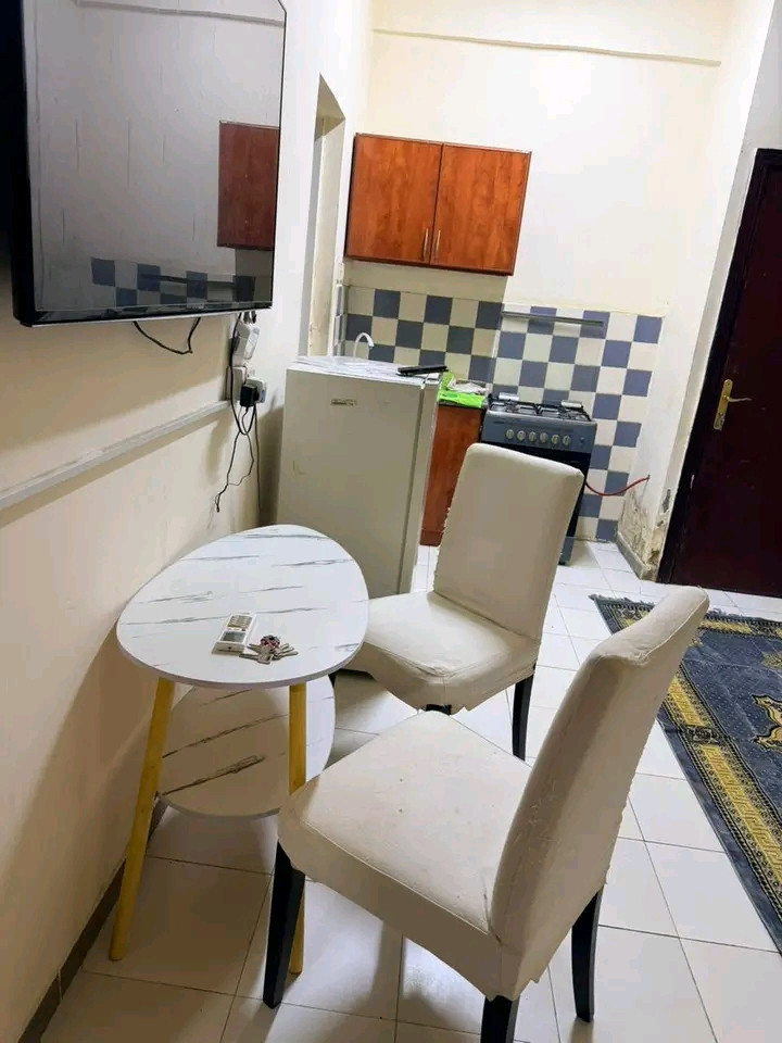 A very clean, fully furnished studio apartment.