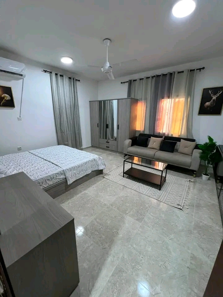 Spacious studio apartment with a large room and main kitchen
