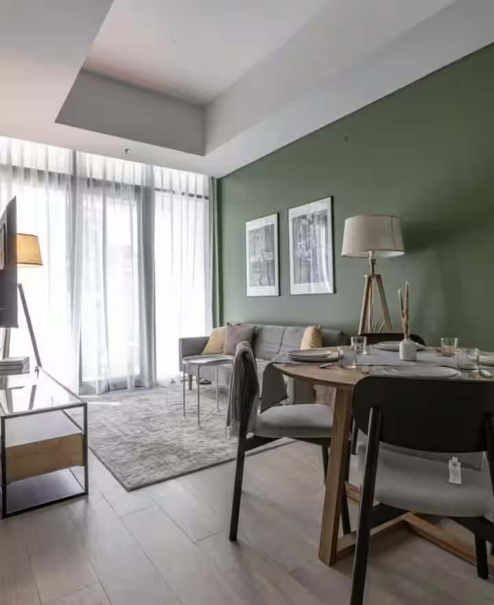 Bright living and dining area