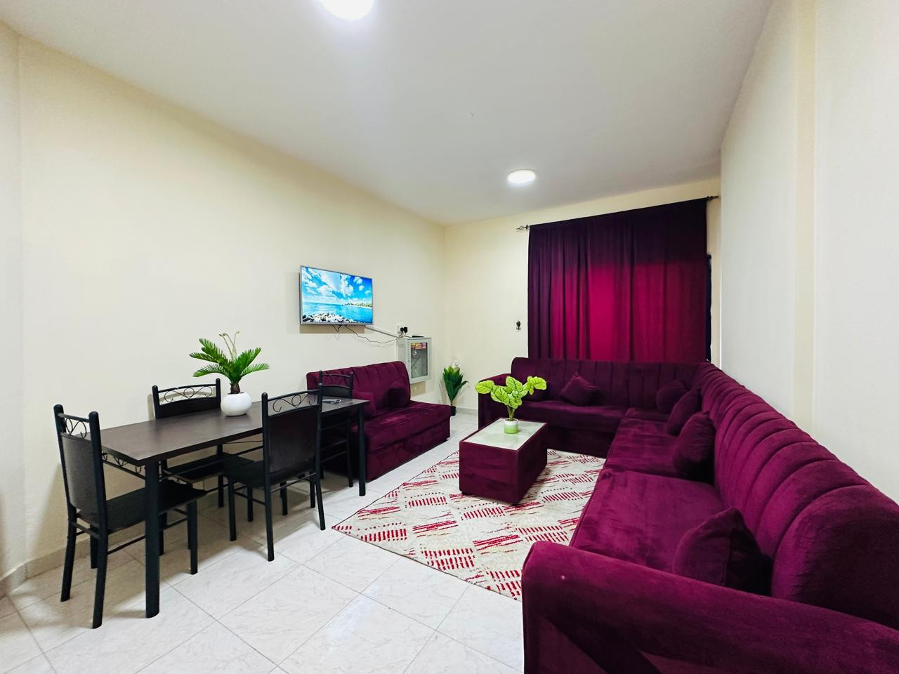 New two-bedroom apartment with a living room, clean furnishings