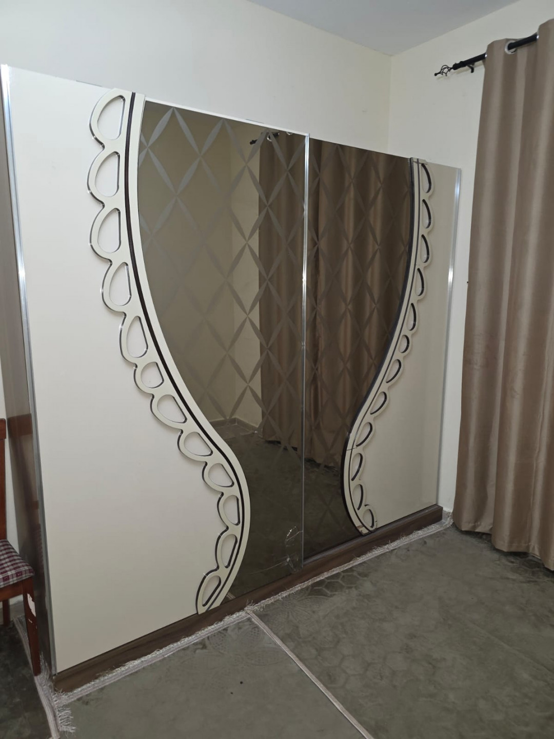 Family room in a very clean apartment with a bathroom