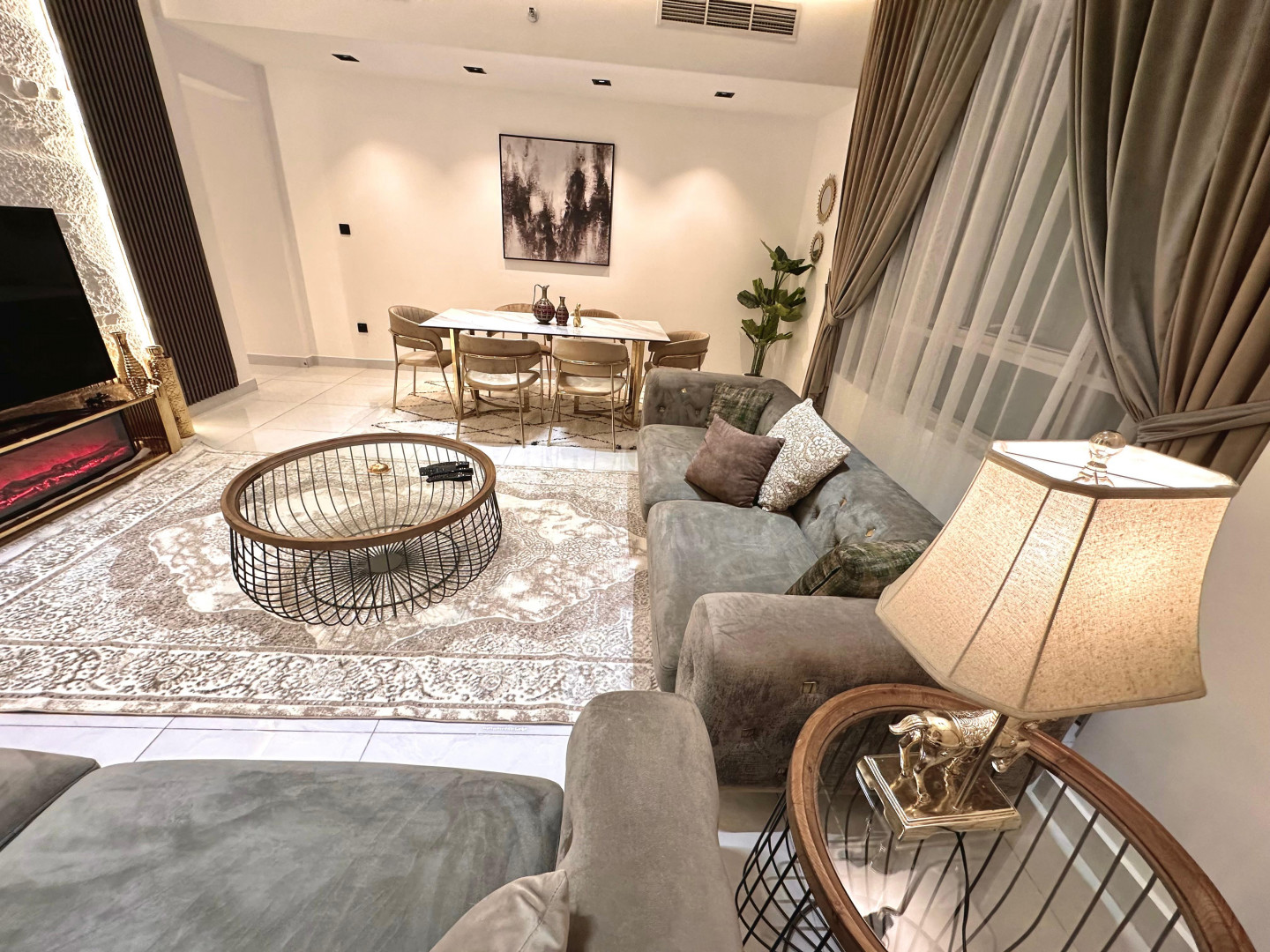 One bedroom and living room with sea view