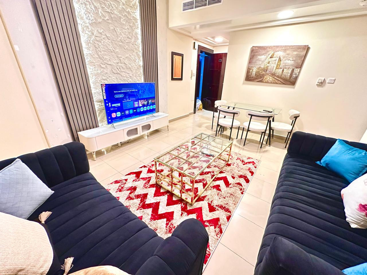 One bedroom and living room with balcony, new furnishings