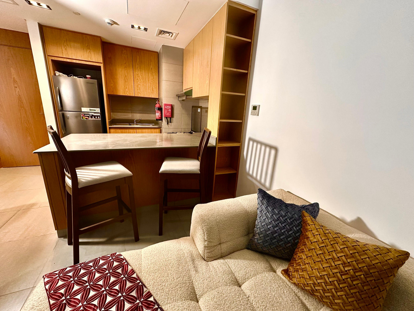 One bedroom and living room with gym and swimming pool
