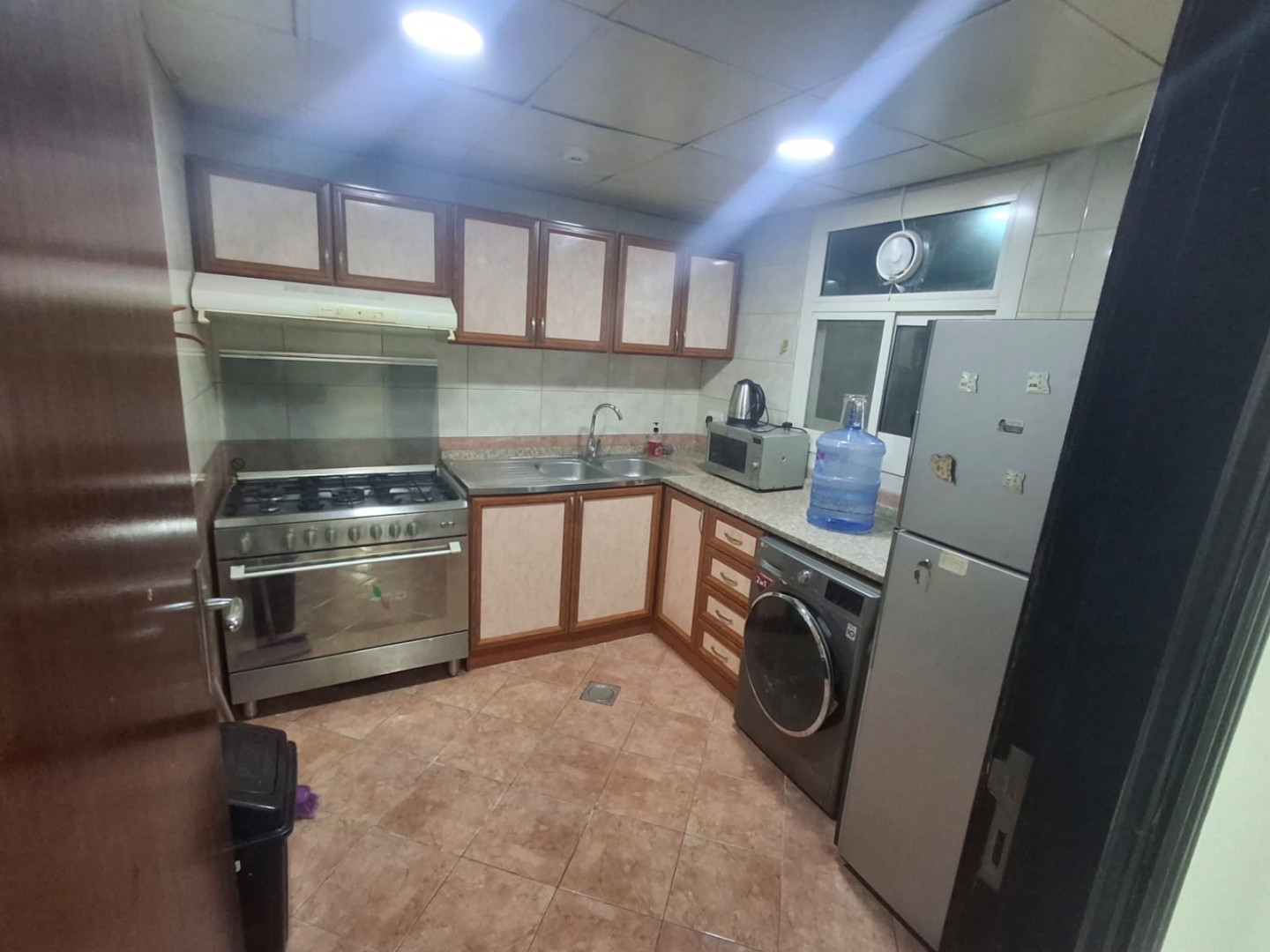 One bedroom and living room furnished with clean furniture and two bathrooms
