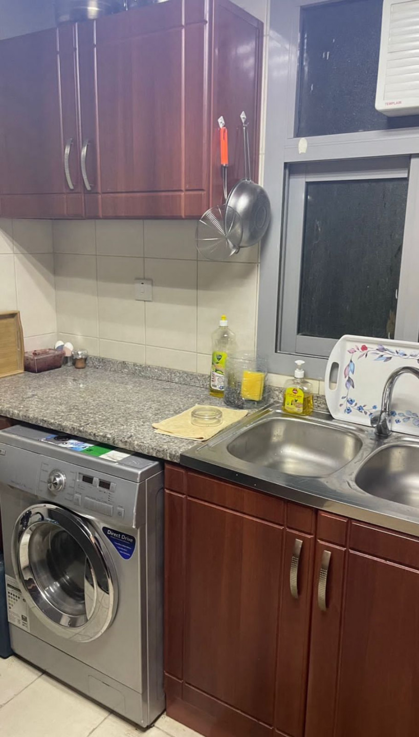 One bedroom and living room furnished with clean furniture and two bathrooms