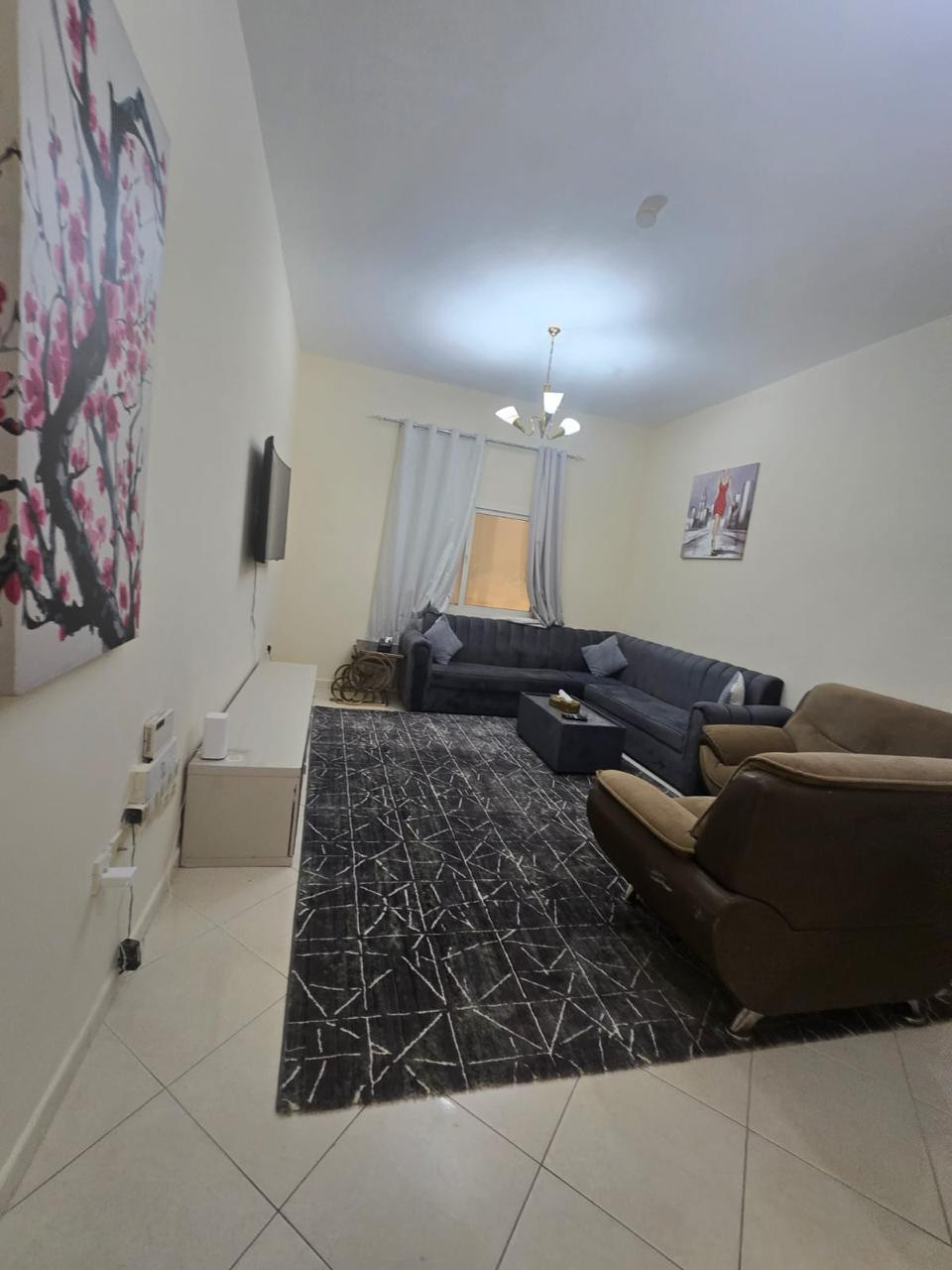 Furnished one bedroom and living room, clean furnishings, spacious