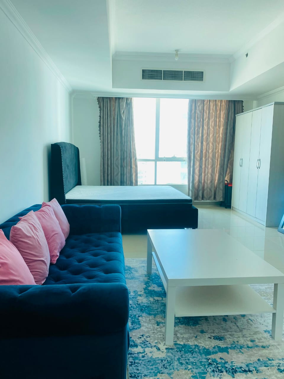 A spacious one-bedroom apartment in a clean family apartment in a family tower.