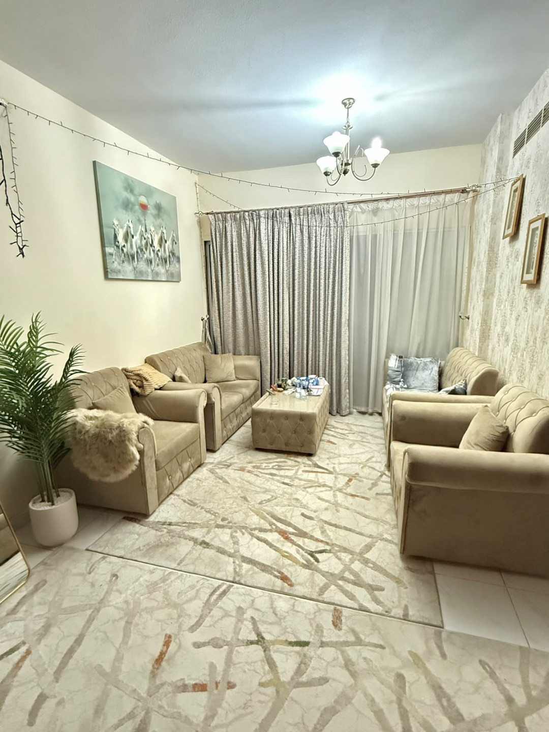 Furnished room and living room