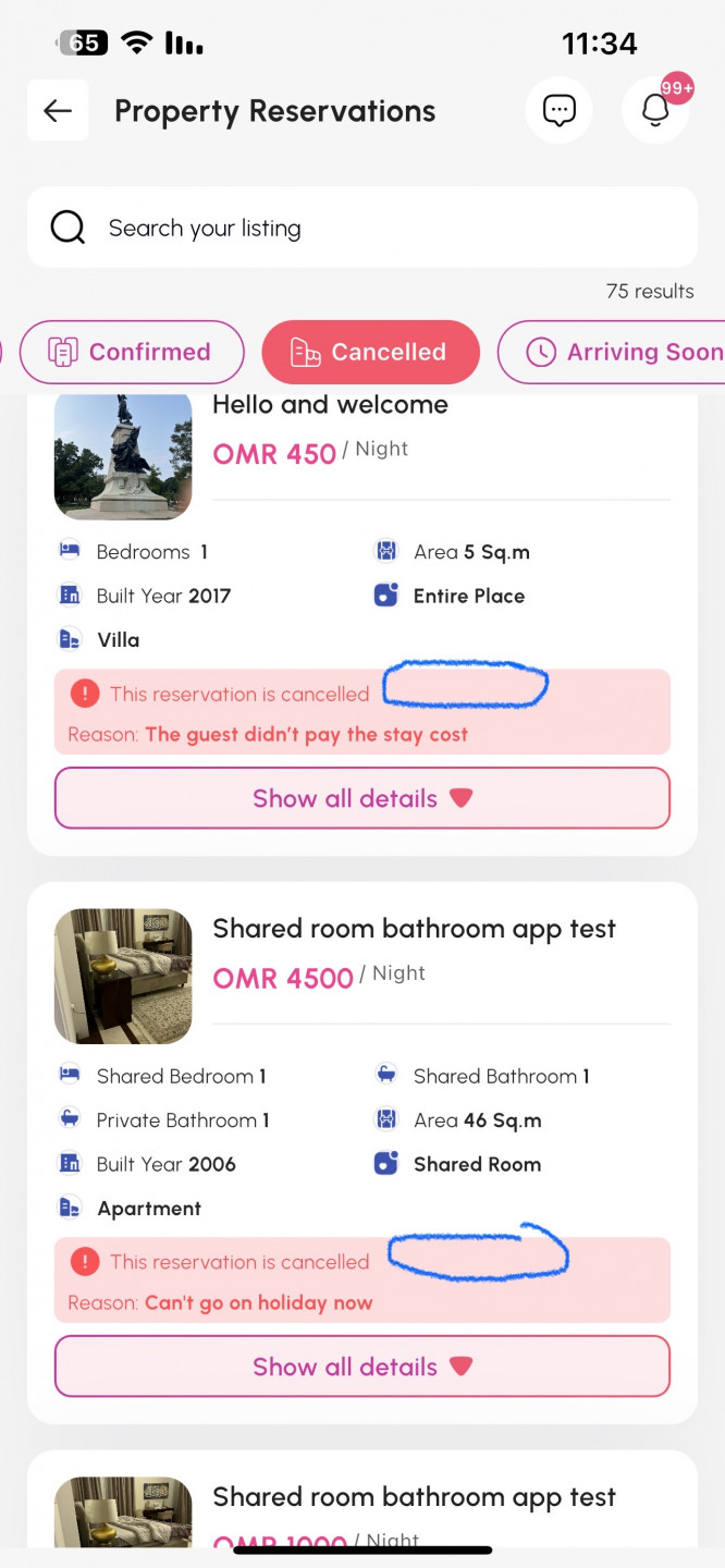 List new property for entire place in english from app