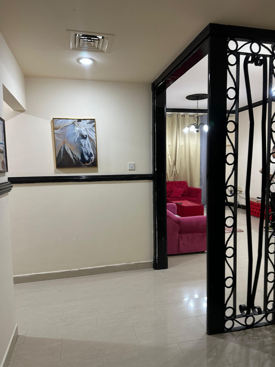 A spacious two-bedroom apartment with a living room is available starting today in Al Taawun.