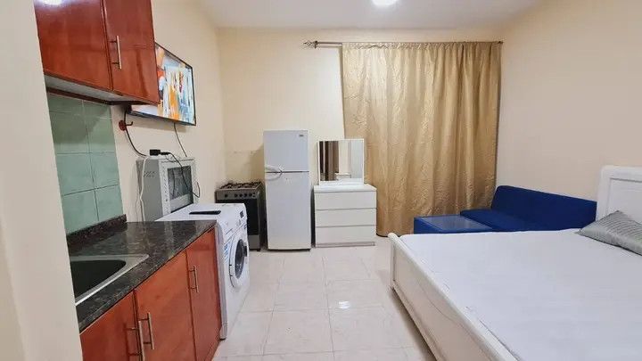 High-end furnished studio apartment with balcony