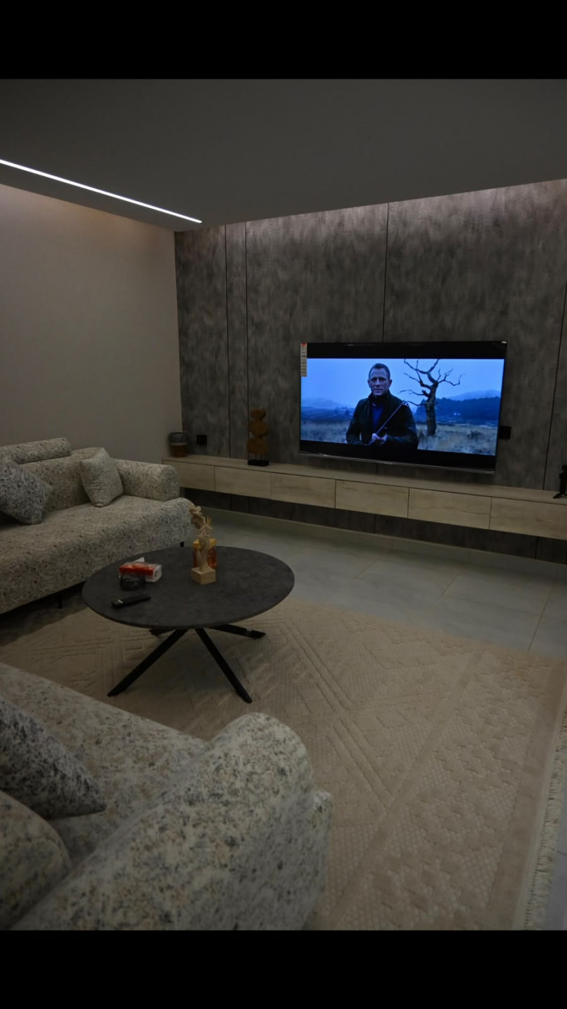 Luxury family apartment, one bedroom, bathroom, and kitchen.