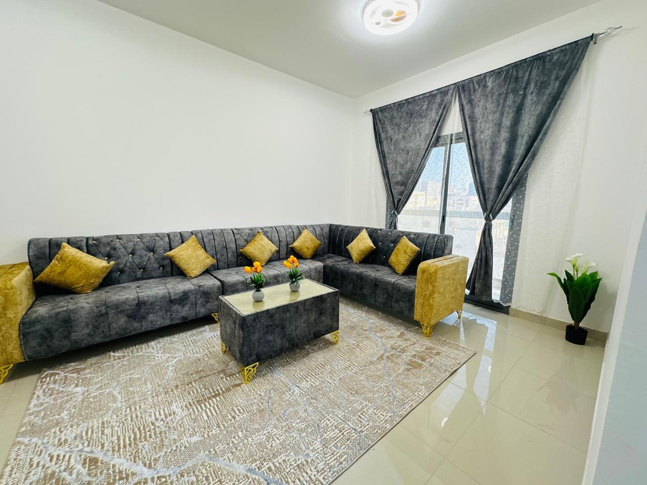 One-bedroom apartment with a living room and two bathrooms... with clean furnishings