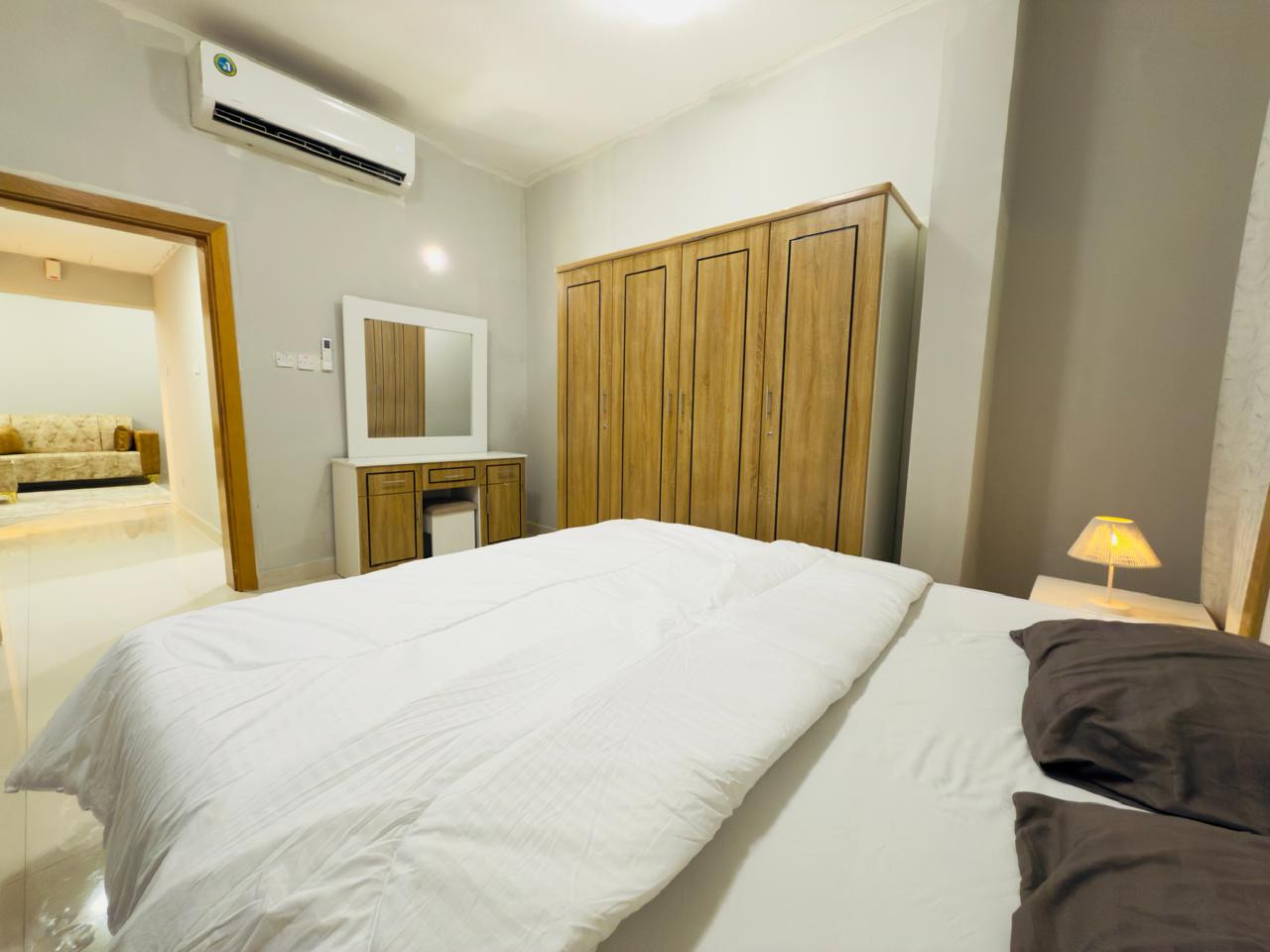 Two-bedroom apartment with a living room, newly furnished