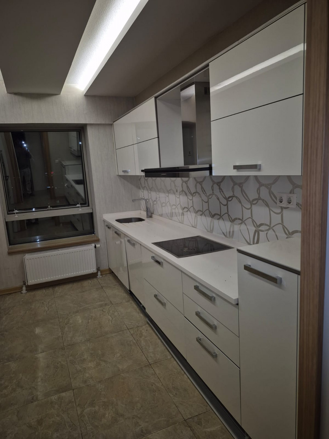 Three-room apartment with a living room, empty