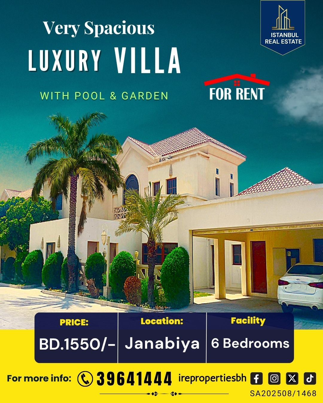 Spacious Furnished Luxury Villa for Rent in Janabiya - BD 1550/-
