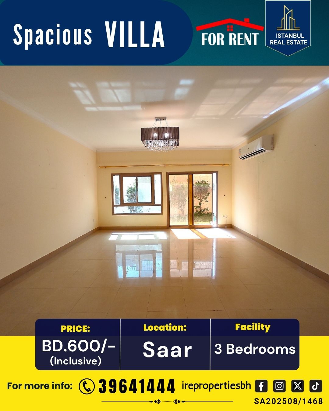Spacious Garden Villa for rent in Saar-Markh Area BD 600/- Inclusive